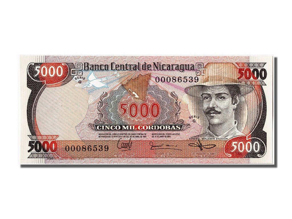 Banknote, Nicaragua, 5000 Cordobas, 1985, UNC(65-70)
