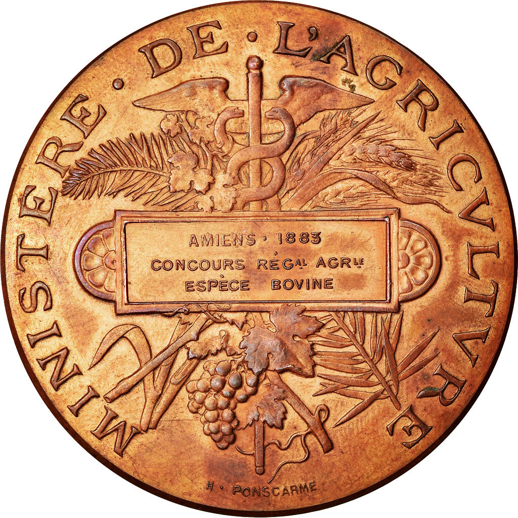 França, Medal, Agriculture, Concours Régional, Amiens, 1883, Ponscarme