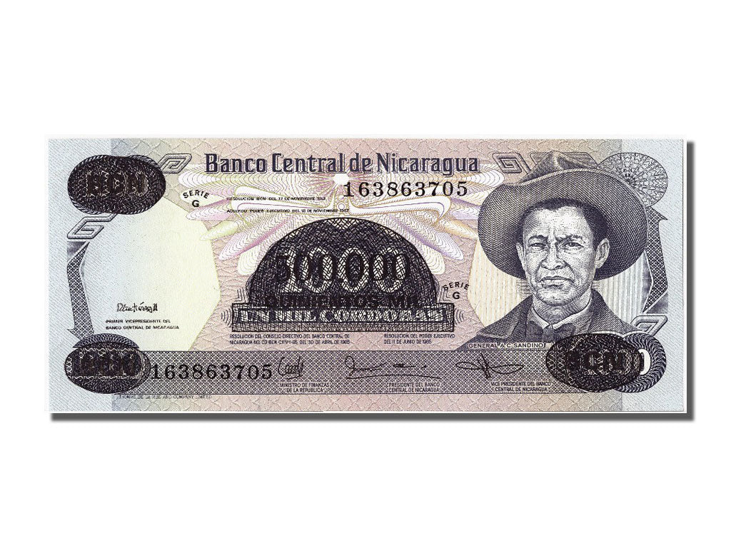 Banknote, Nicaragua, 500,000 Córdobas on 1000 Córdobas, 1987, UNC(65-70)