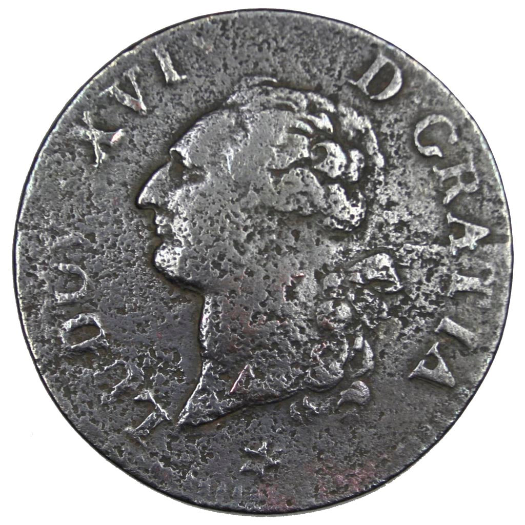 Francia, Louis XVI, Sol ou sou, Sol, 1790, Lille, MB, Rame, Gadoury:350