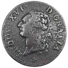 Francia, Louis XVI, Sol ou sou, Sol, 1790, Lille, MB, Rame, Gadoury:350