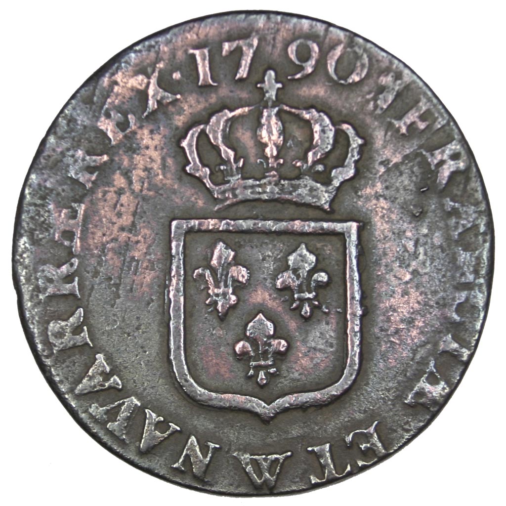 Francia, Louis XVI, Sol ou sou, Sol, 1790, Lille, MB, Rame, Gadoury:350
