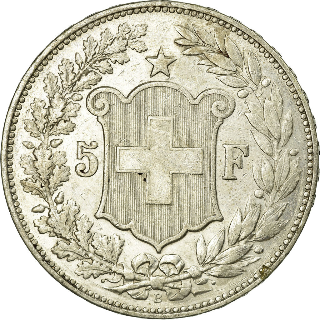 Moneta, Szwajcaria, 5 Francs, 1892, Bern, AU(50-53), Srebro, KM:34