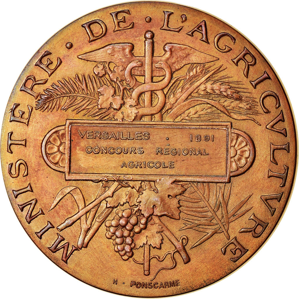 França, Medal, Agriculture, Concours Régional, Versailles, 1891, Ponscarme