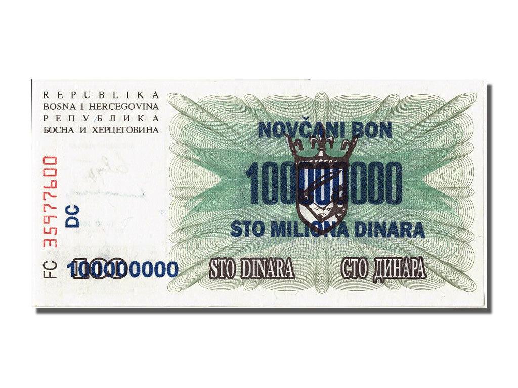 Billete, 100,000,000 Dinara, 1993, Bosnia - Herzegovina, 1993-11-10, UNC