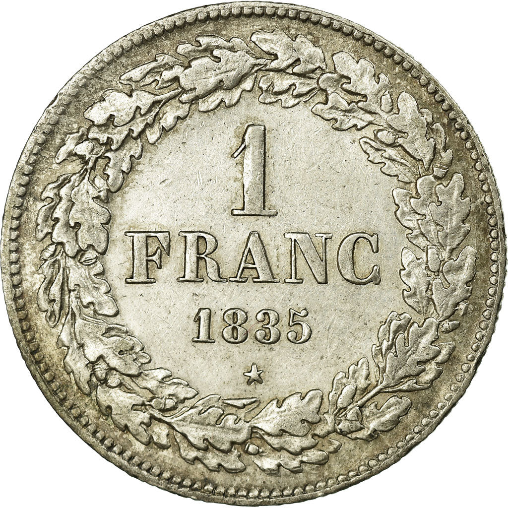 Coin, Belgium, Leopold I, Franc, 1835, Brussels, AU(50-53), Silver, KM:7.1