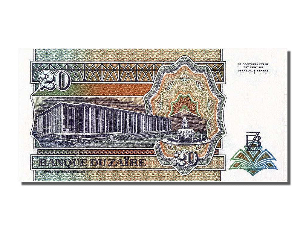 Banknote, Zaire, 20 Nouveaux Zaïres, 1993, 1993-06-24, UNC(65-70)