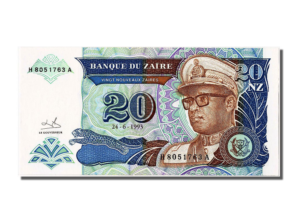 Banconote, Zaire, 20 Nouveaux Zaïres, 1993, 1993-06-24, FDS