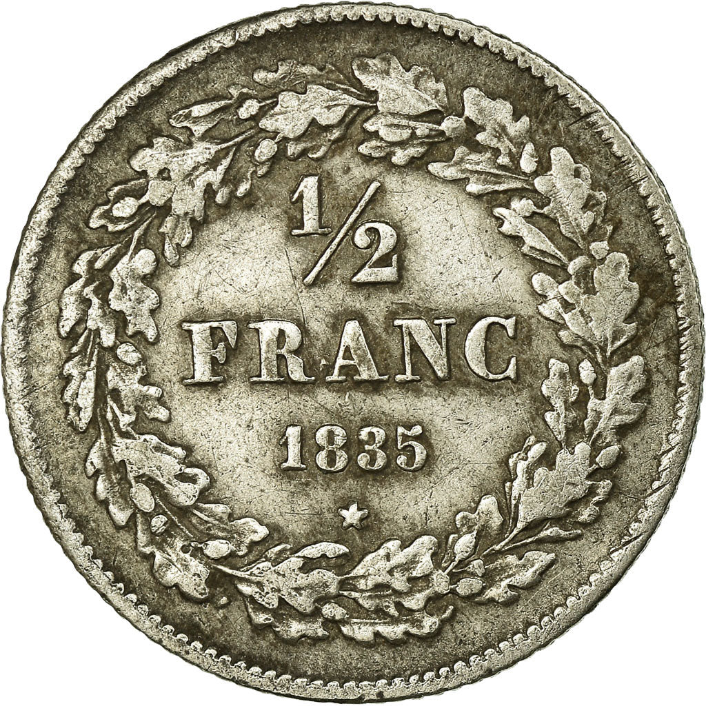 Coin, Belgium, Leopold I, 1/2 Franc, 1835, Brussels, EF(40-45), Silver, KM:6