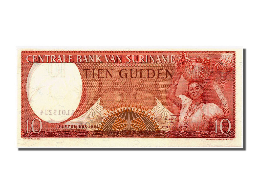 Banknote, Suriname, 10 Gulden, 1963, 1963-09-01, UNC(65-70)