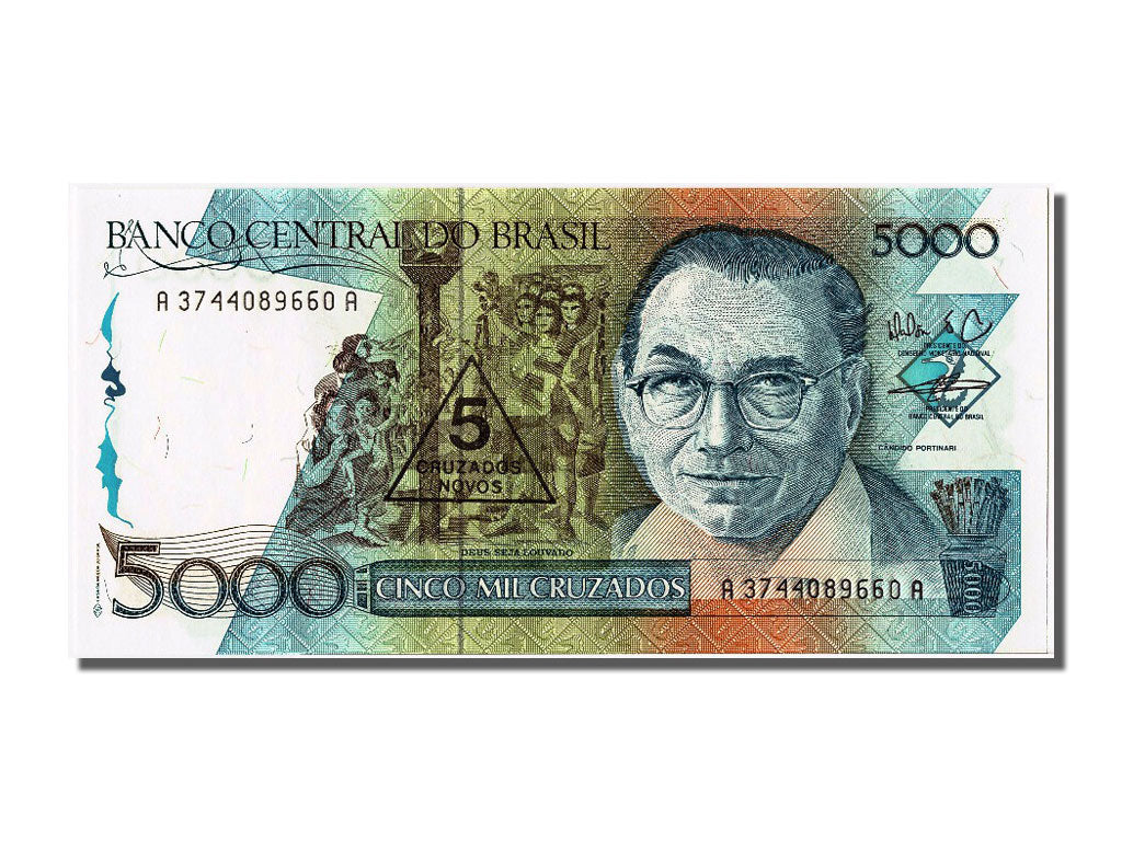 Banconote, Brasile, 5 Cruzados Novos on 5000 Cruzados, FDS