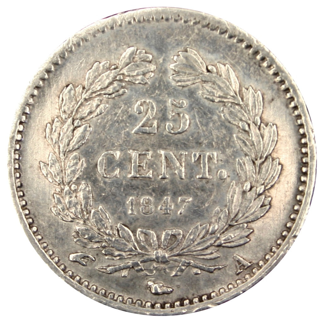 FRANCE, Louis-Philippe, 25 Centimes, 1847, Paris, KM #755.1, EF(40-45), Silver,.