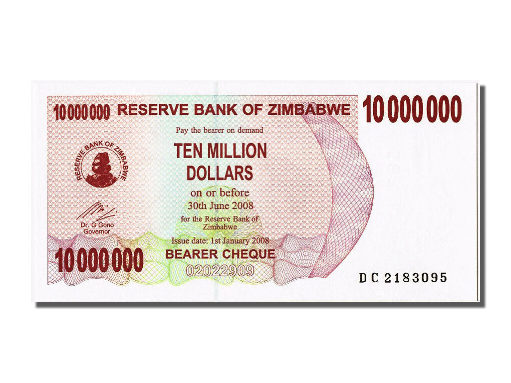 Zimbabwe, 10 Million Dollars, 2008, KM #55b, 2008-01-01, UNC(65-70), DC2183095