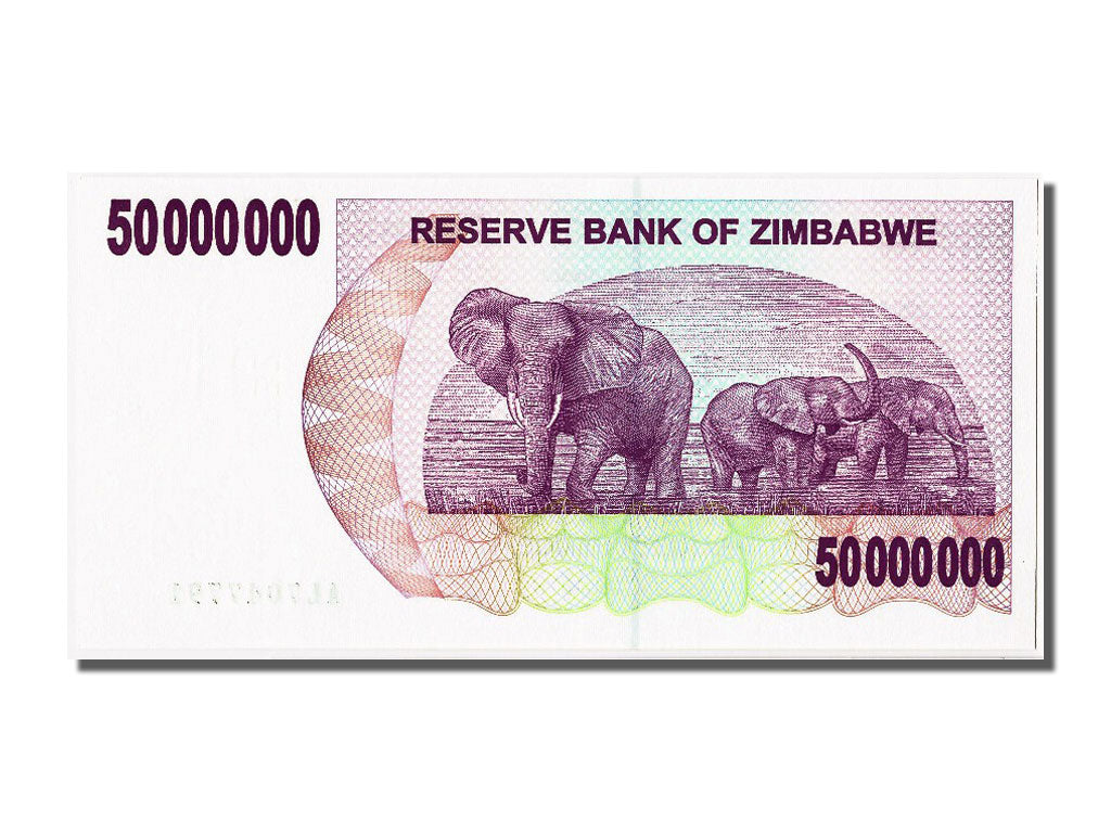 Billete, 50 Million Dollars, 2008, Zimbabue, 2008-04-02, UNC