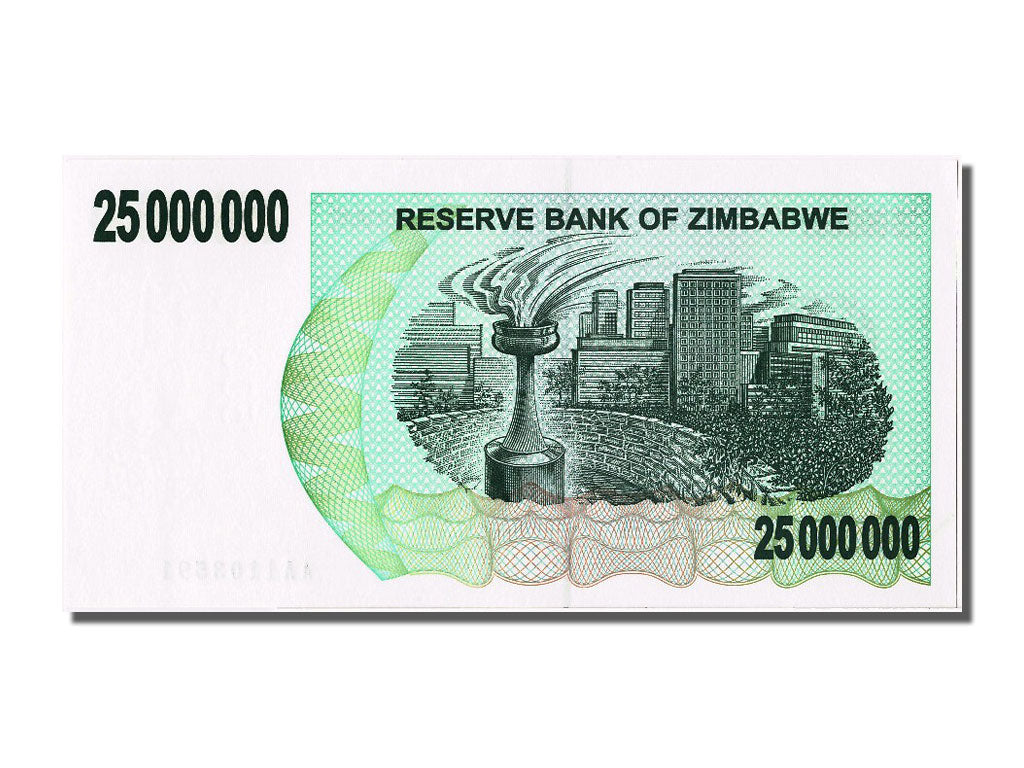 Zimbabwe, 25 Million Dollars, 2008, KM #56, 2008-04-02, UNC(65-70), AA1103591