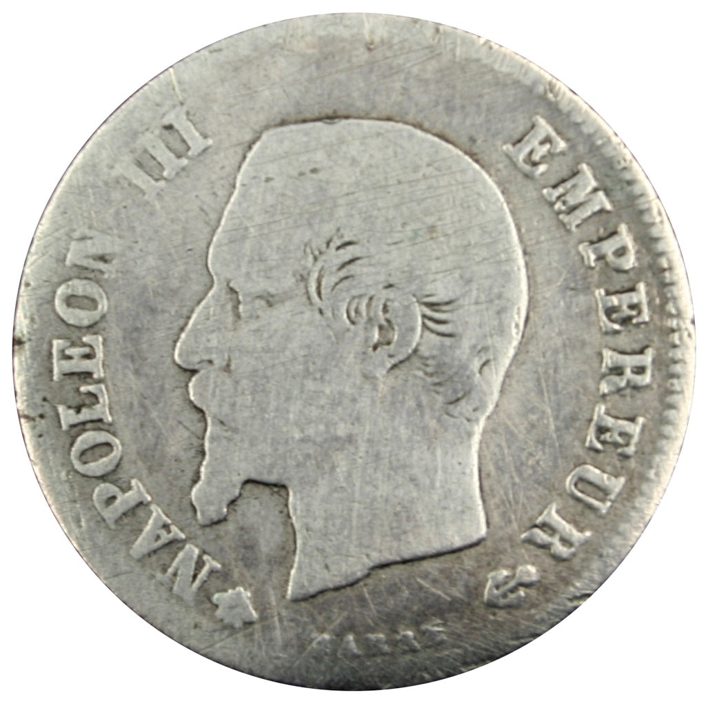 FRANCE, Napoléon III, 20 Centimes, 1860, Strasbourg, KM #778.2, F(12-15), Silver