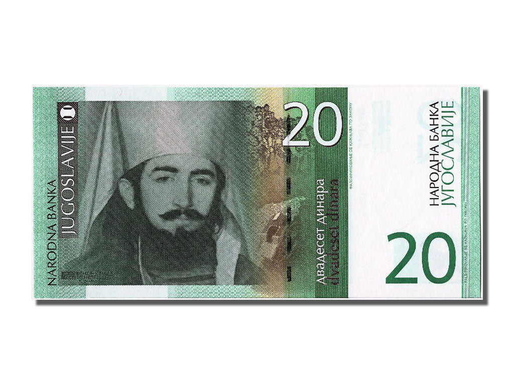 Geldschein, Jugoslawien, 20 Dinara, 2000, UNZ