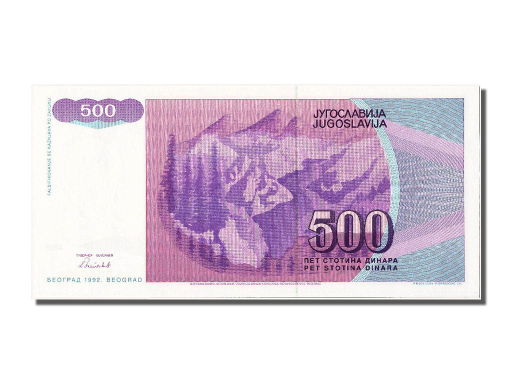 Banknot, Jugosławia, 500 Dinara, 1992, UNC(65-70)