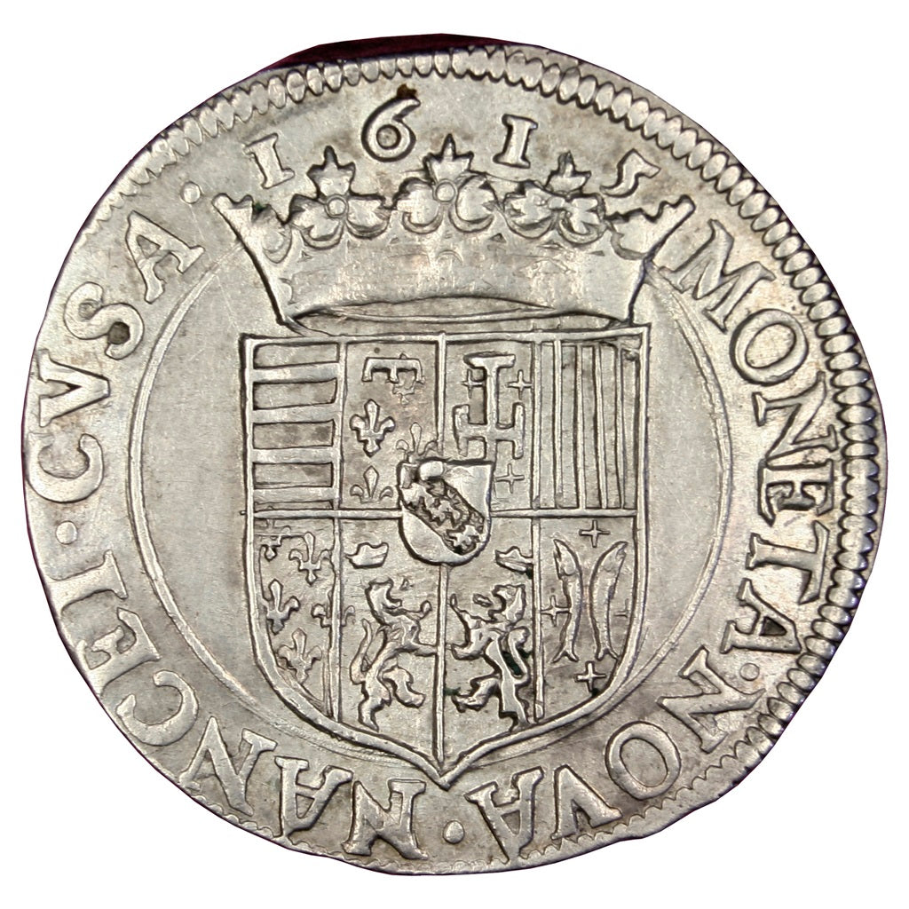 GERMAN STATES, Teston, 1615, Nancy, KM #18, AU(50-53), Silver, Boudeau #1549,...
