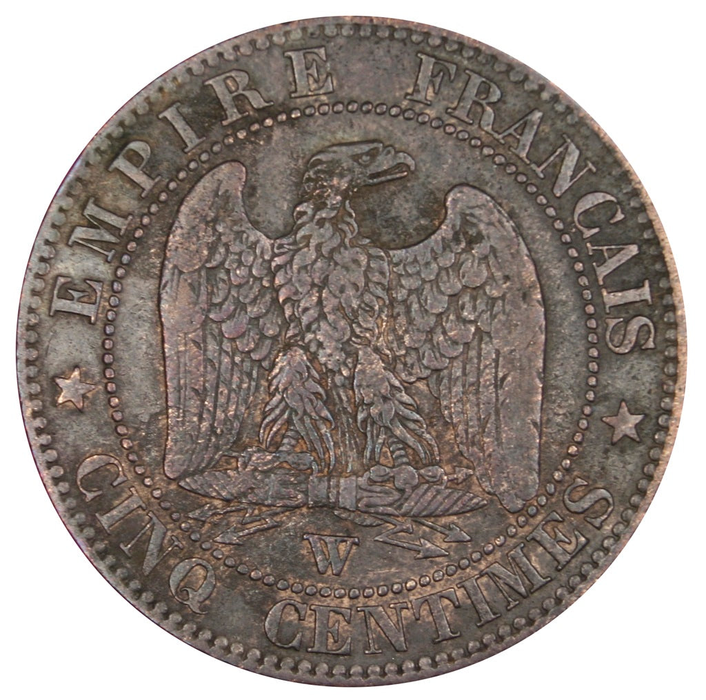 FRANCE, Napoléon III, 5 Centimes, 1853, Lille, KM #777.7, VF(20-25), Bronze, 2..