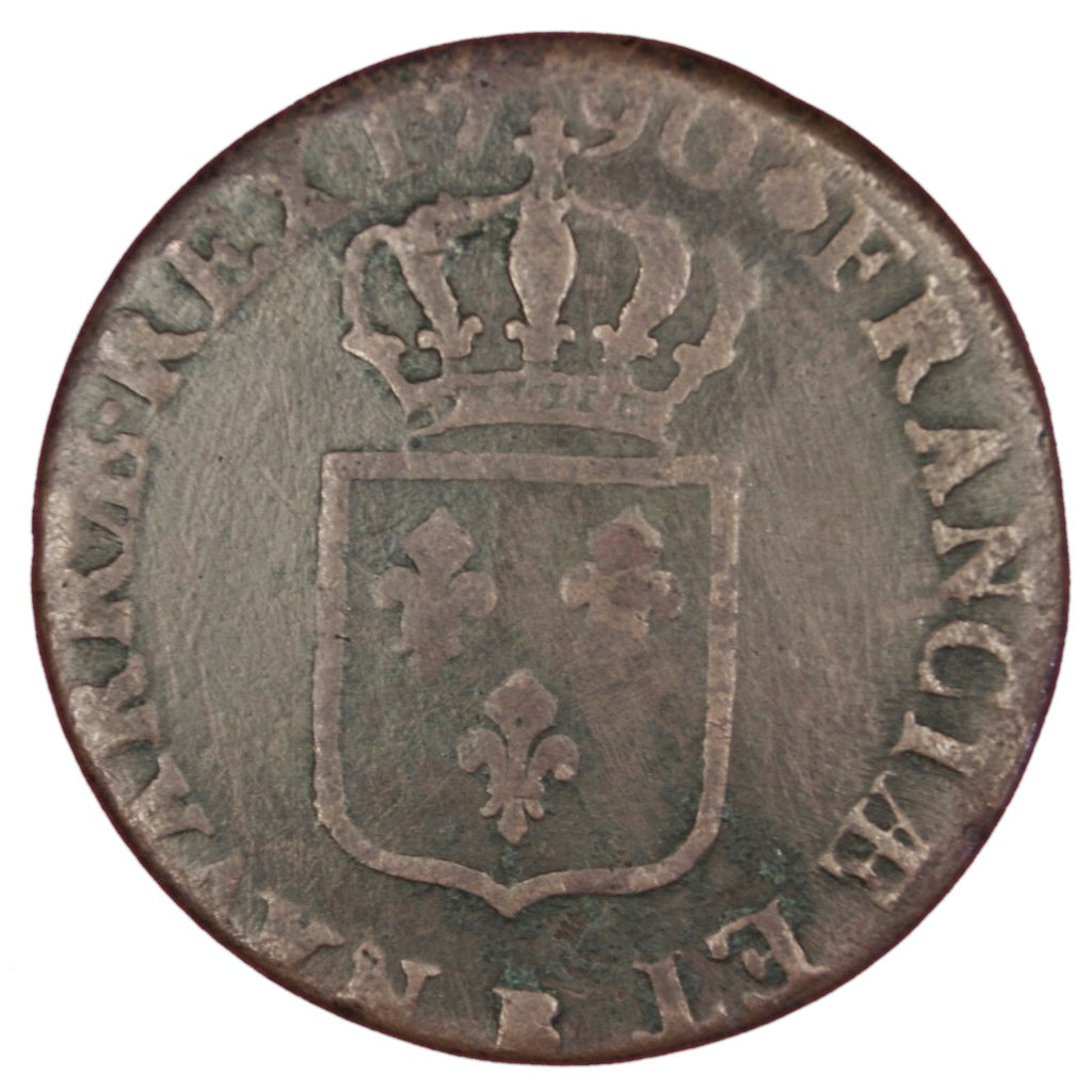 FRANCE, Sol ou sou, Sol, 1790, Rouen, KM #578.3, VF(20-25), Copper, Gadoury...