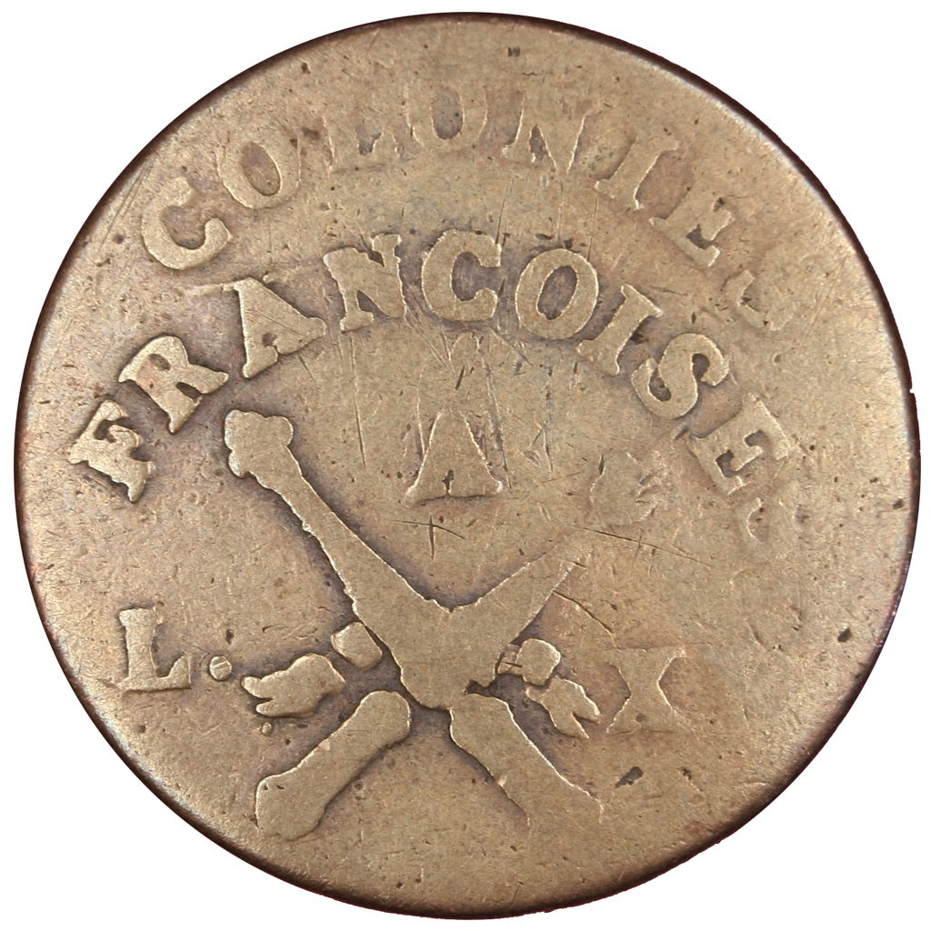 General Colony, Sol, 1767, Paris, VF(20-25), Copper, Lecompte #277, 12.04