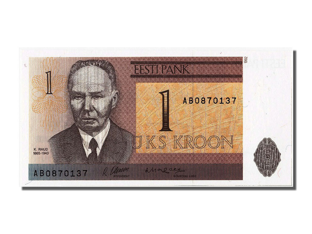Biljet, Estland, 1 Kroon, 1992, NIEUW