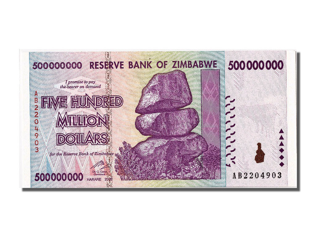 Zimbabwe, 500 Million Dollars, 2008, KM #82, 2008-12-12, UNC(63), AB2204903
