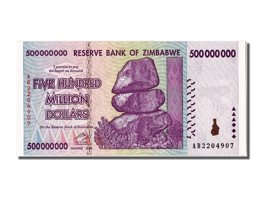 Zimbabwe, 500 Million Dollars, 2008, KM #82, 2008-12-12, UNC(65-70)
