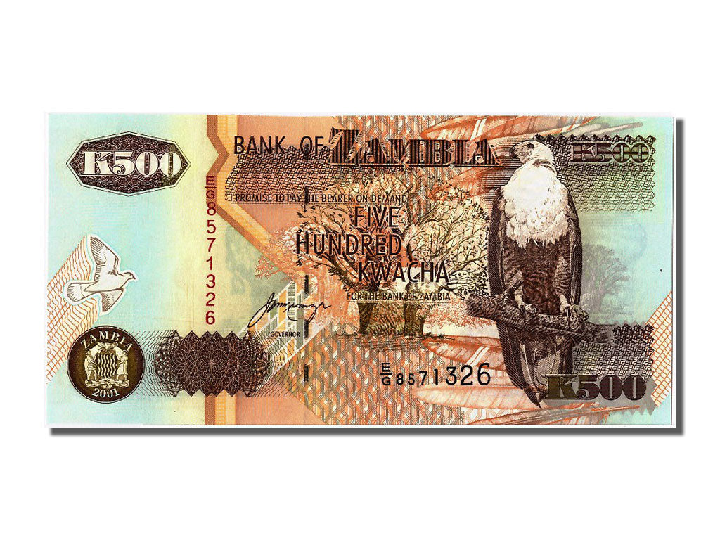 Biljet, Zambia, 500 Kwacha, 2001, NIEUW