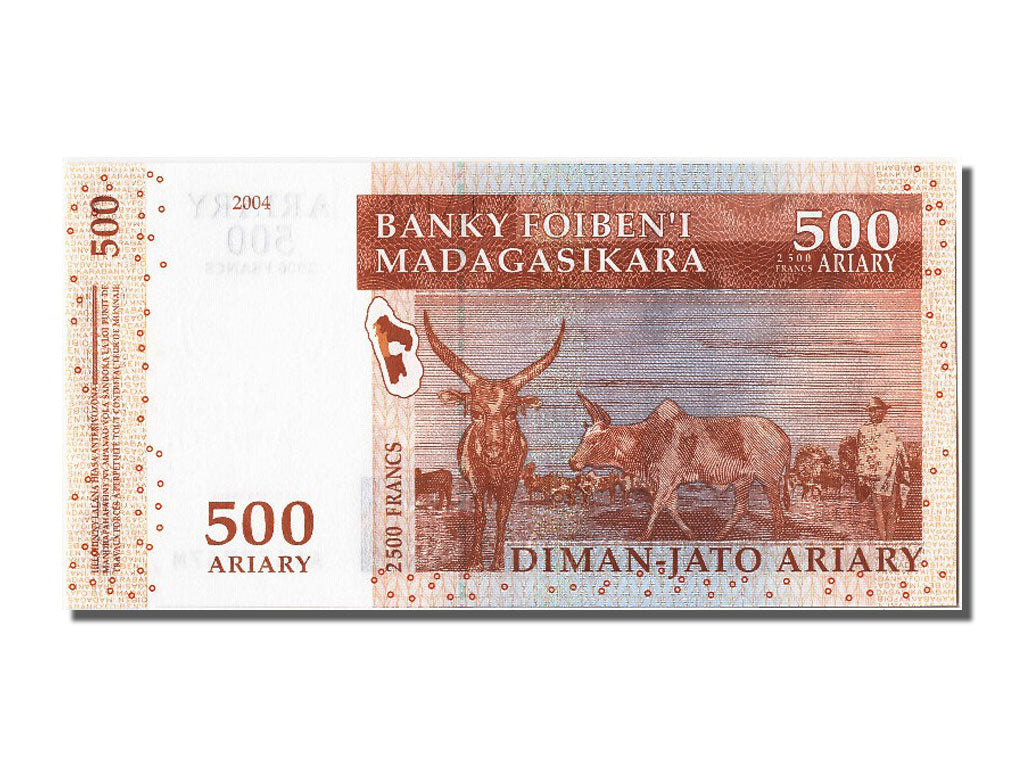 Banknot, Madagascar, 500 Ariary, 2004, UNC(65-70)