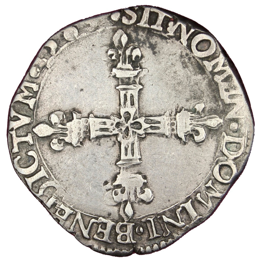 FRANCE, 1/8 Ecu, 1583, Tours, VF(30-35), Silver, Sombart #4668, 4.65