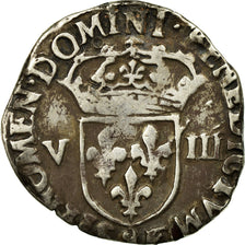 Moneda, Francia, 1/8 Ecu, 1588, Rennes, BC+, Plata, Sombart:4664