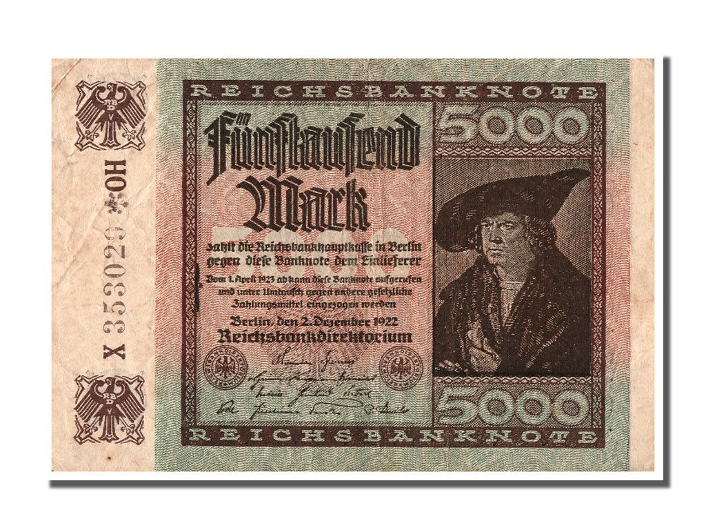 Germany, 5000 Mark, 1922, KM #81e, 1922-12-02, VF(20-25), X 353029 OH