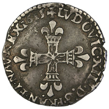 FRANCE, 1/4 Écu à la croix, 1/4 ECU, 1615, Nantes, KM #47.16, VF(30-35), Silver,