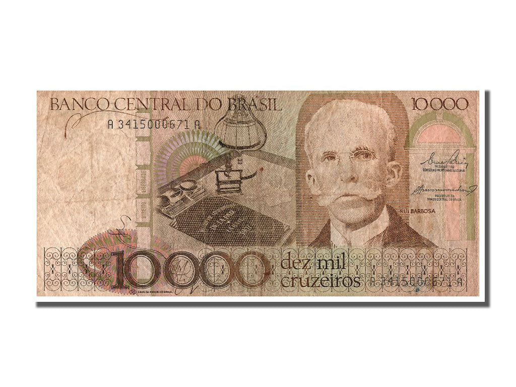 Brazil, 10,000 Cruzeiros, KM #203a, VF(30-35), A 3415000671 A