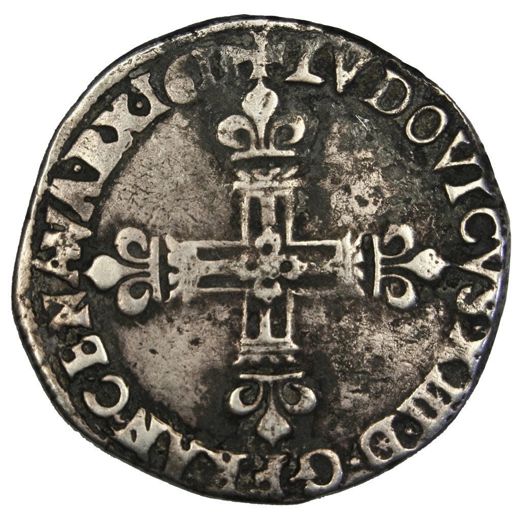 FRANCE, 1/4 Écu à la croix, 1/4 ECU, 1613, Bayonne, KM #47.11, VF(30-35), Silver