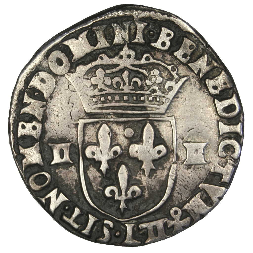 FRANCE, 1/4 Écu à la croix, 1/4 ECU, 1613, Bayonne, KM #47.11, VF(30-35), Silver