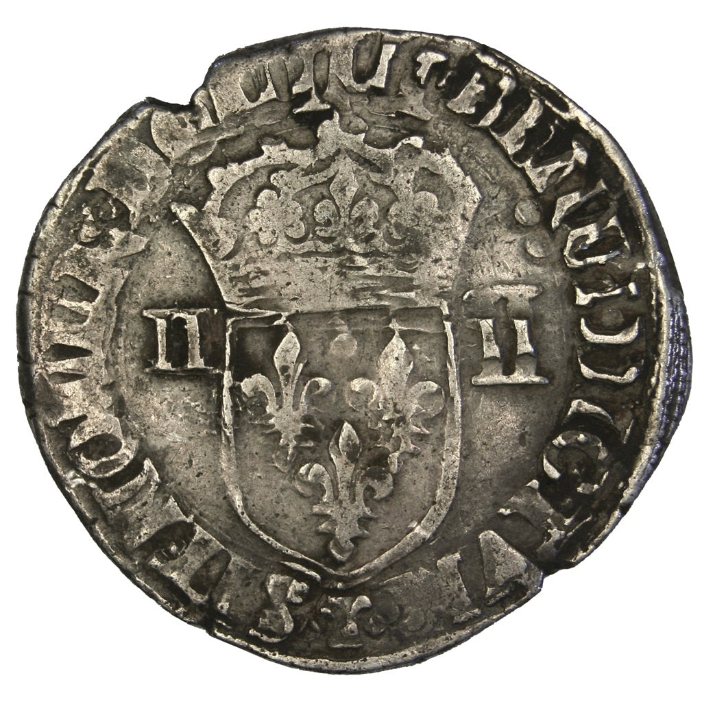 FRANCE, 1/4 Ecu, 1589, Nantes, VF(20-25), Silver, Sombart #4662, 9.54