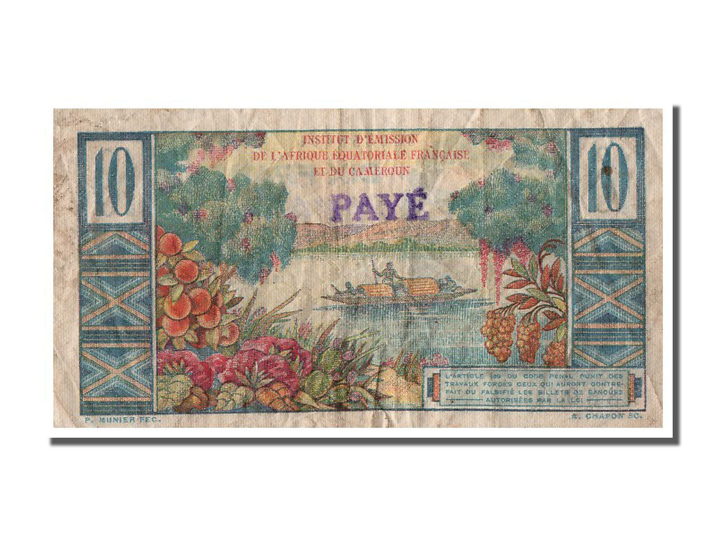Banknote, French Equatorial Africa, 10 Francs, VF(30-35)