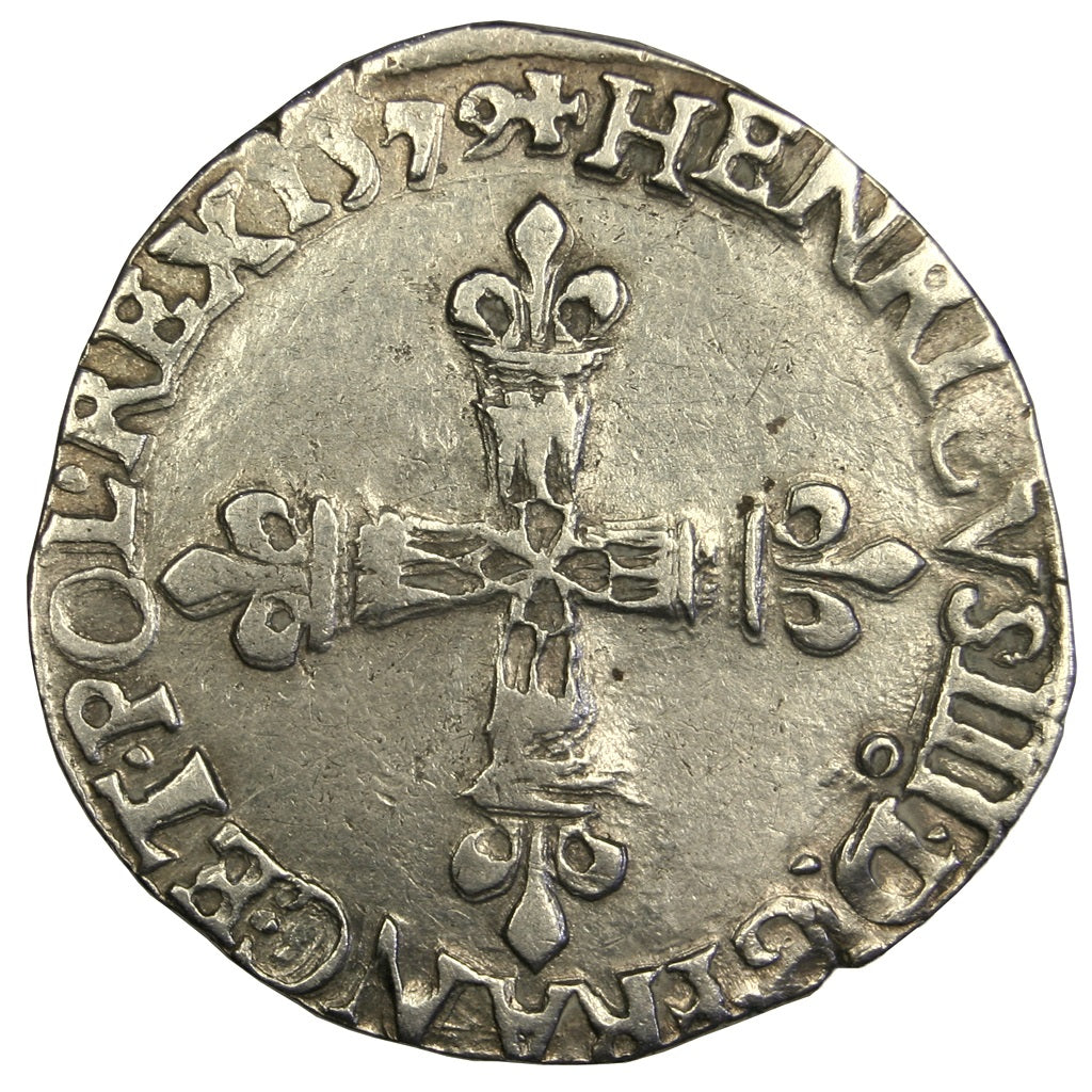 FRANCE, 1/4 Ecu, 1579, Rennes, EF(40-45), Silver, Sombart #4662, 9.79