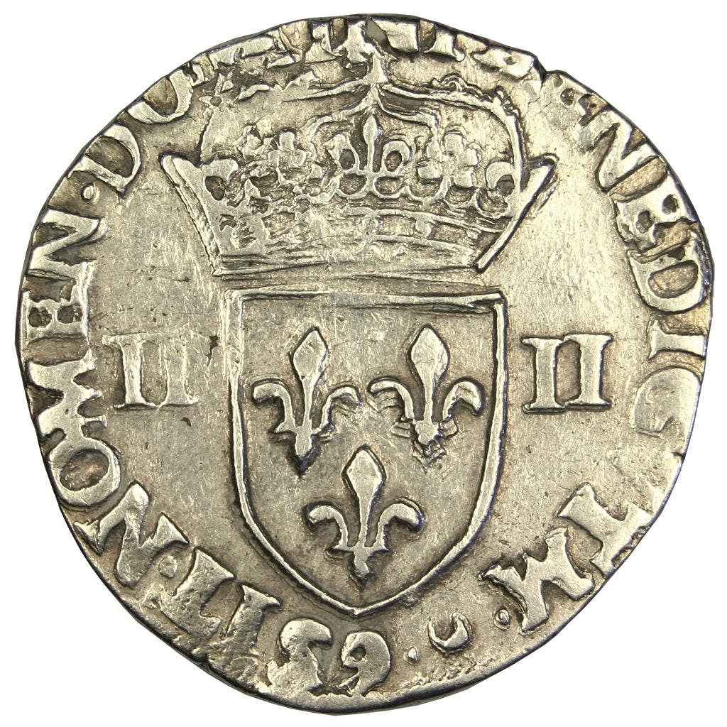 FRANCE, 1/4 Ecu, 1579, Rennes, EF(40-45), Silver, Sombart #4662, 9.79
