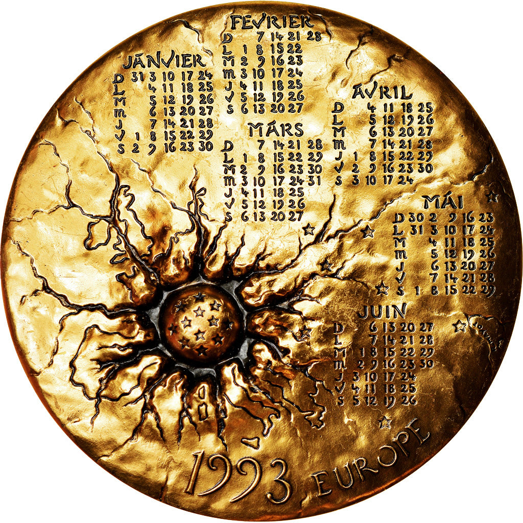 France, Medal, Calendrier, Femme nue et Taureau, Europe, 1993, Mayot, MS(63)