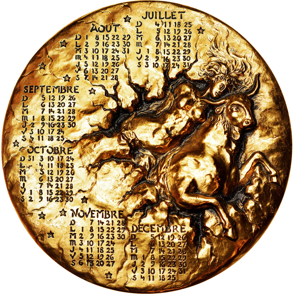 France, Medal, Calendrier, Femme nue et Taureau, Europe, 1993, Mayot, MS(63)