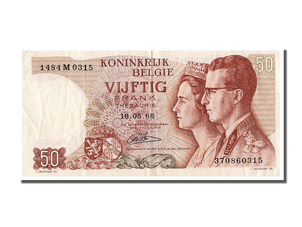 Belgium, 50 Francs, 1966, KM #139, 1966-05-16, AU(55-58), 370860315