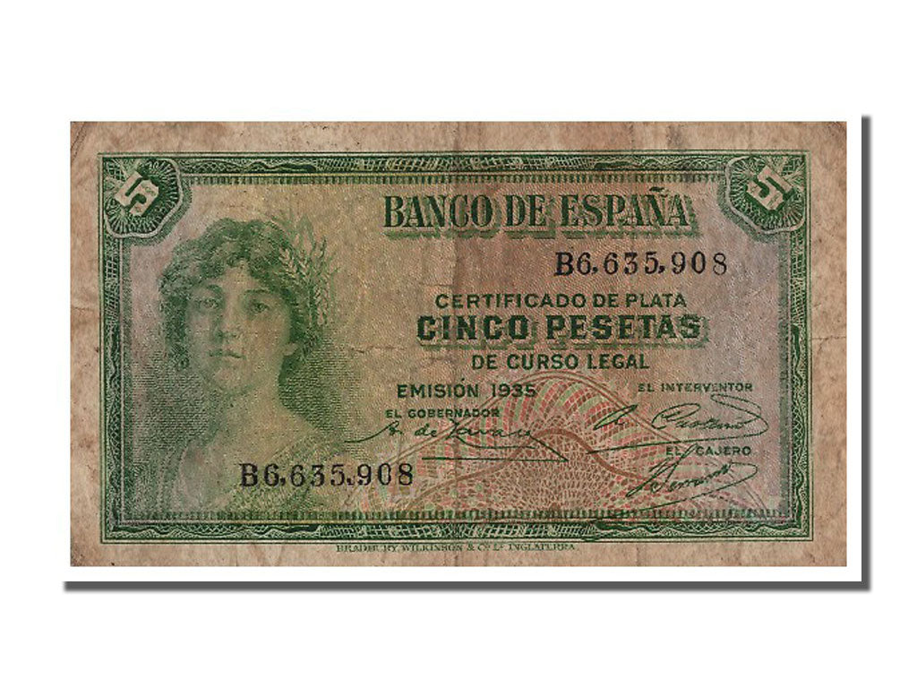 Banknote, Spain, 5 Pesetas, 1935, VF(20-25)