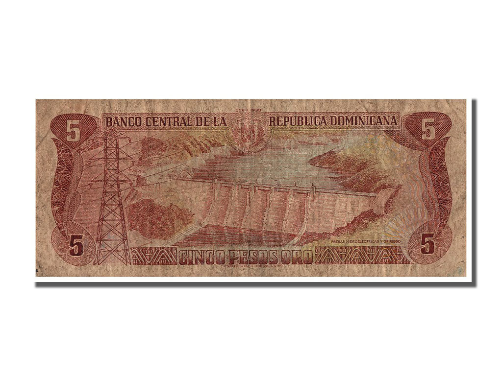 Dominican Republic, 5 Pesos Oro, 1988, KM #118c, VF(20-25)