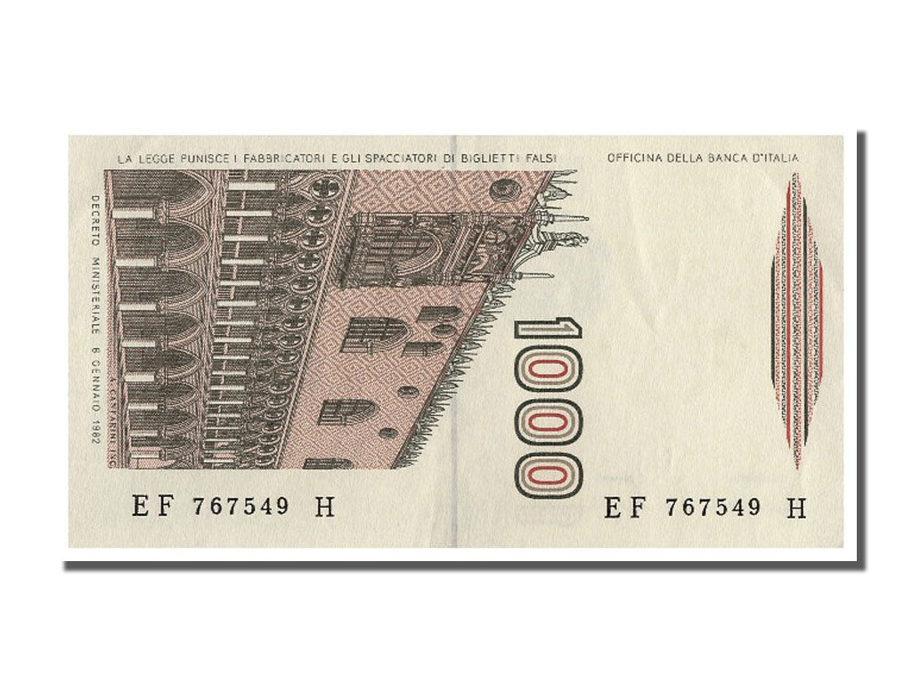 Italy, 1000 Lire, 1982, KM #109b, 1982-01-06, UNC(63), EF 767549 H