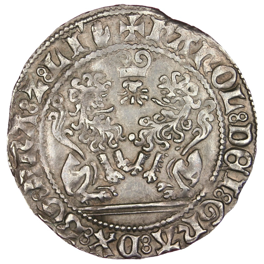 Belgium, Double Briquet, 1475, Anvers, AU(50-53), Silver, Boudeau #2408, 3.02