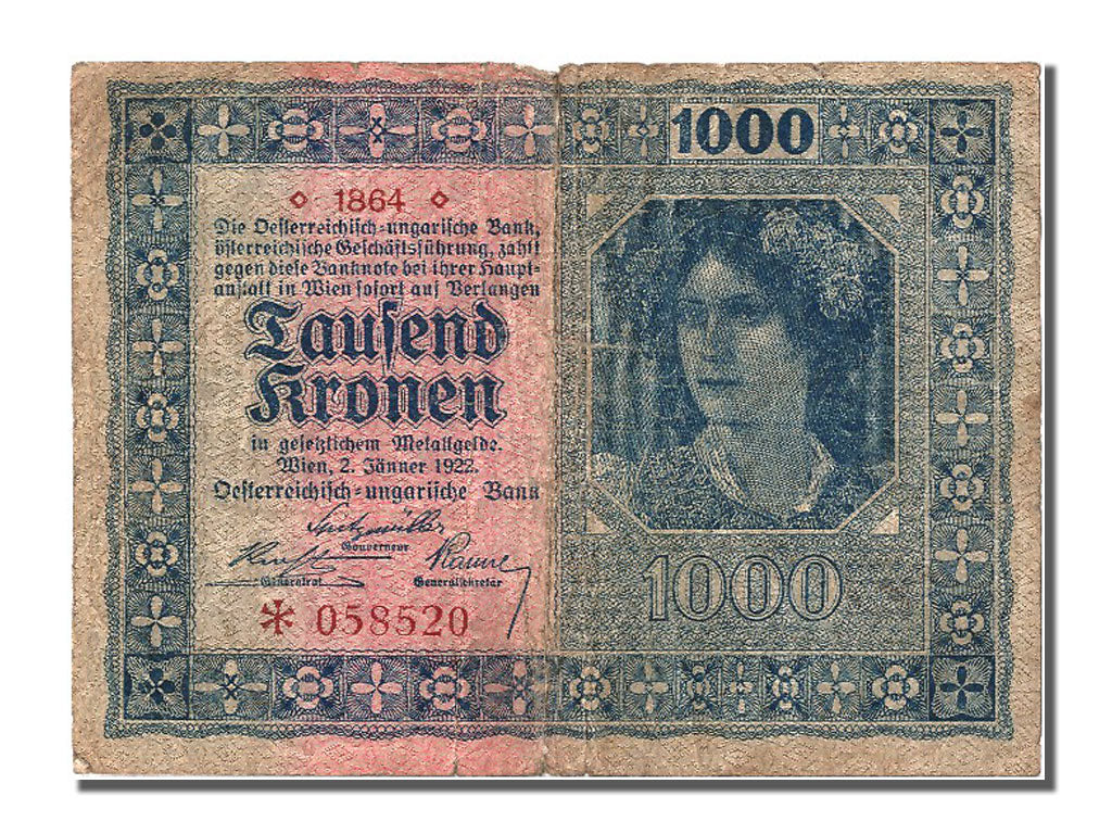 Austria, 1000 Kronen, 1922, KM #78, 1922-01-02, VF(20-25), 1864 058520